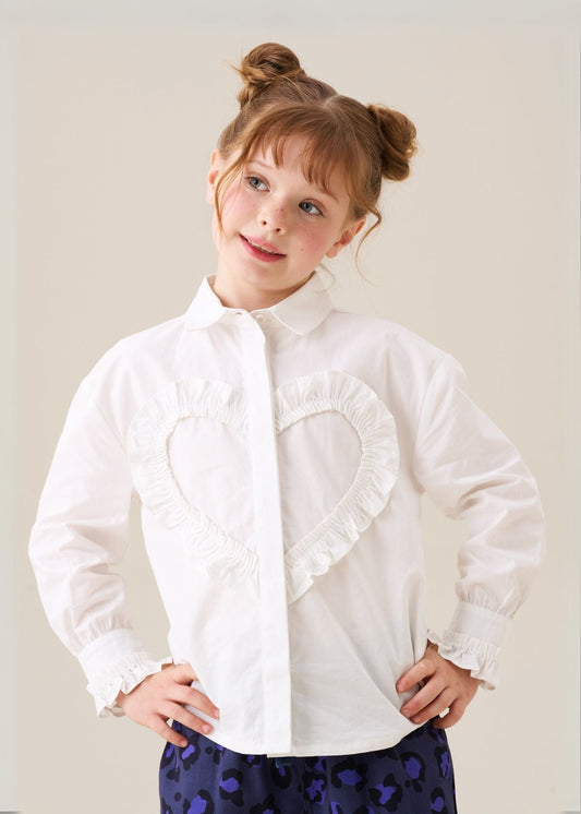cotton girl frill heart shirt
