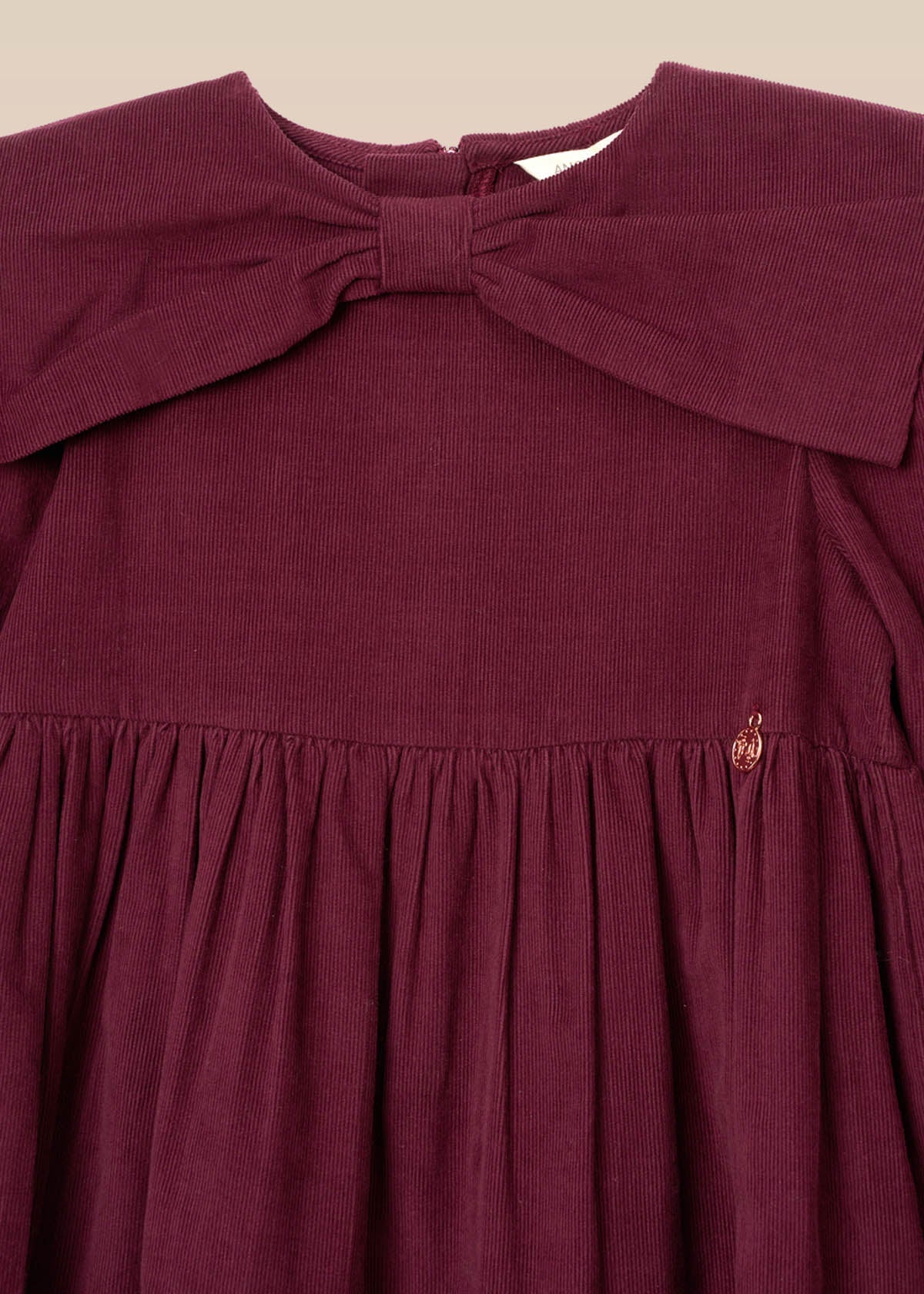 Ava Bow Collar Cord Dress Purple