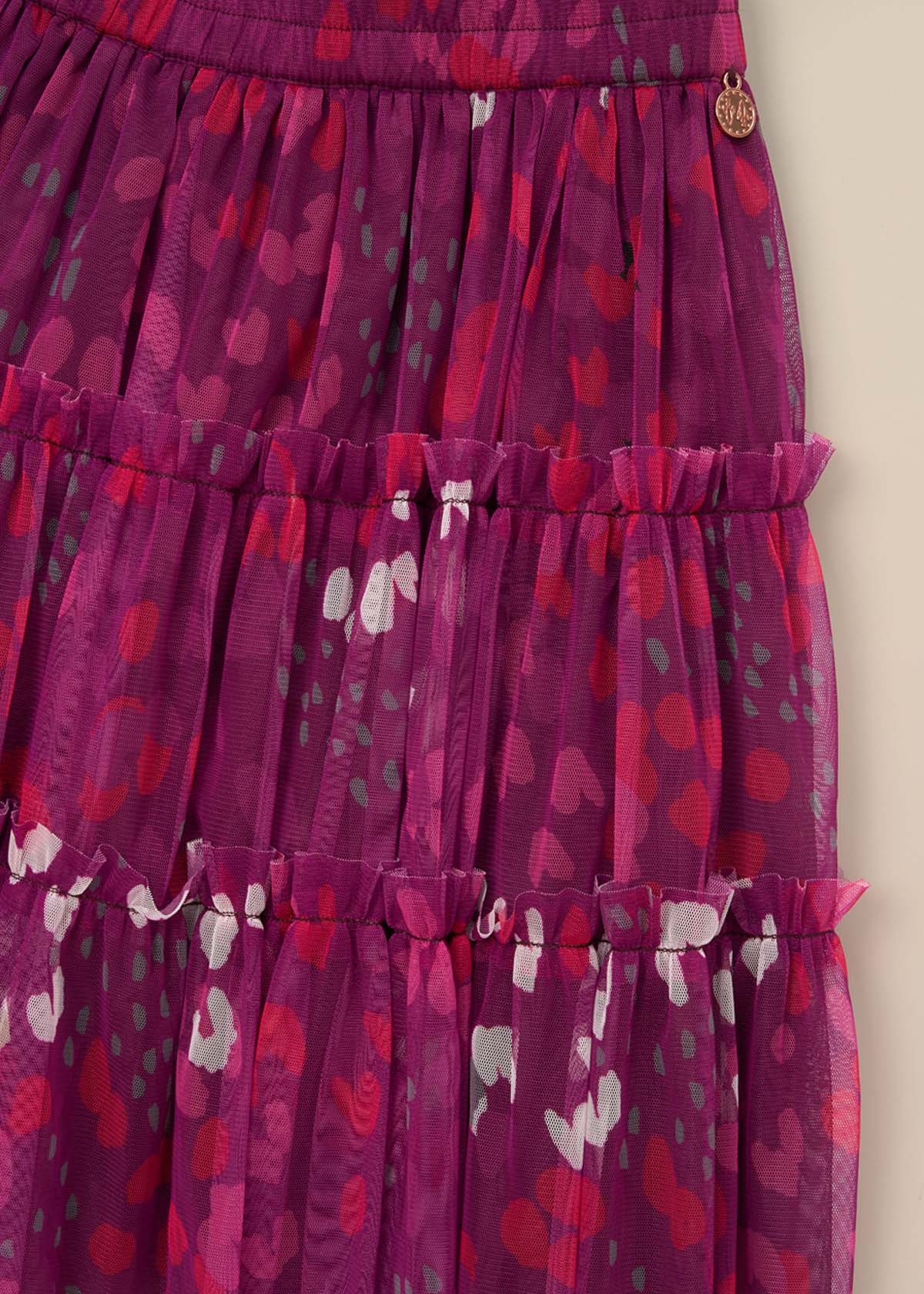 Online Girls Pink Printed Mesh Midi Skirt