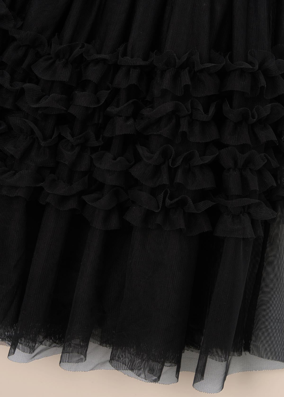 Buy online Girls Black Ruffle Mesh Skirt