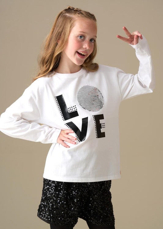 cotton girl love disco ls tee white