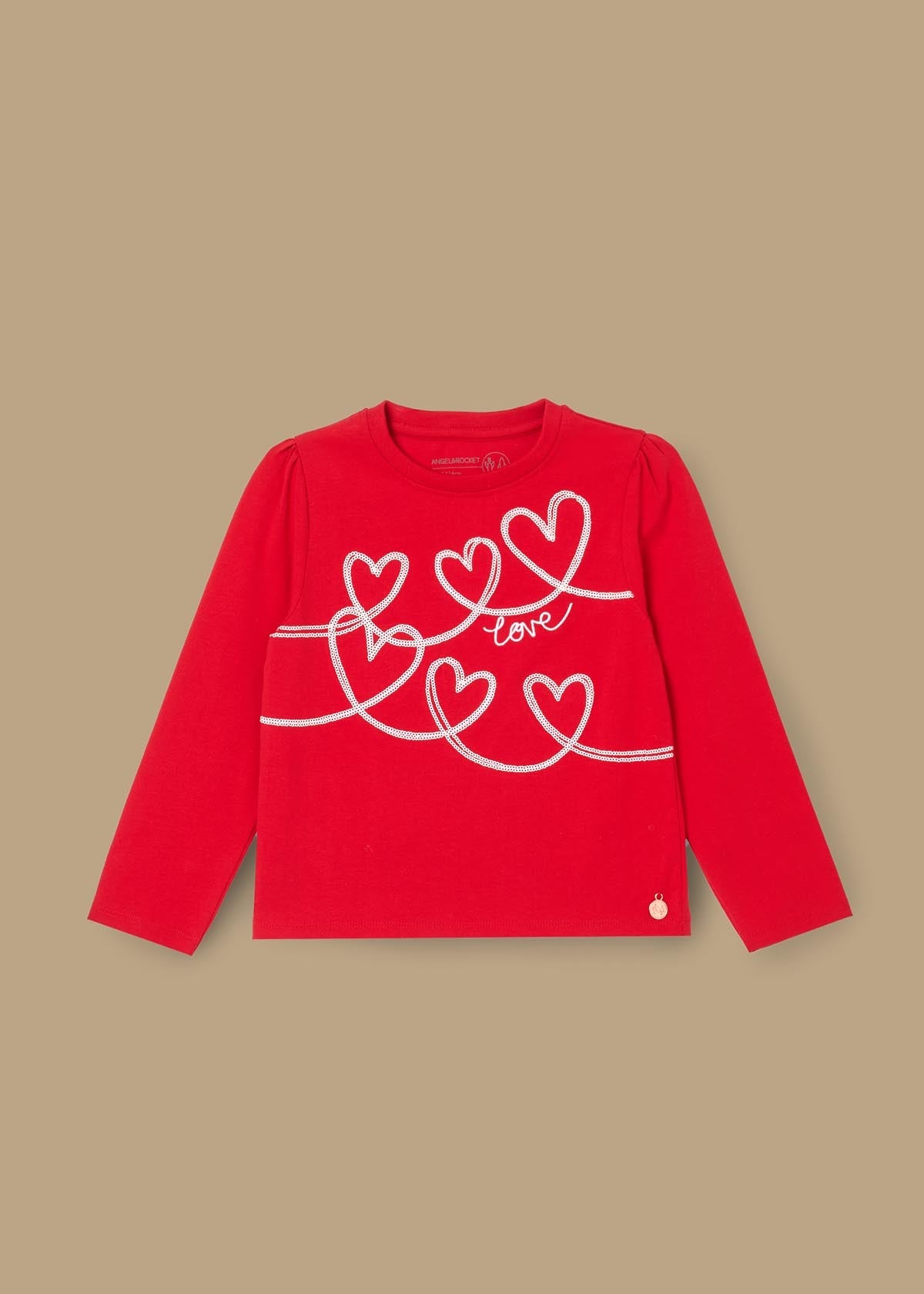 buy girl sequin heart long sleeve top red