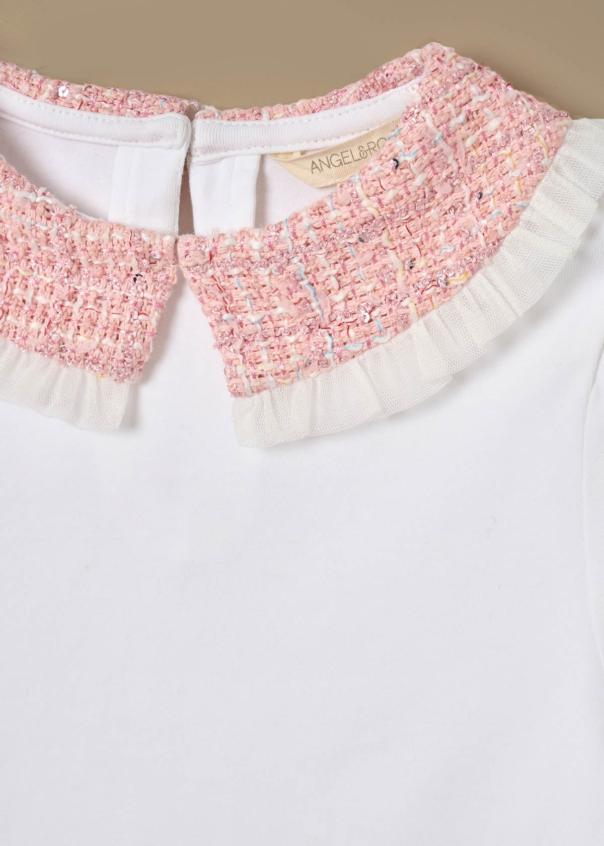 collared girl tweed collar ls top