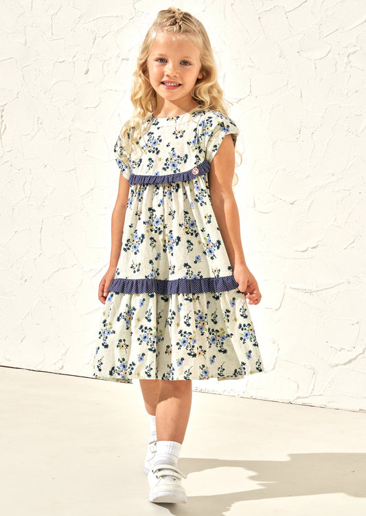 Hattie Blue Printed Bow Sleeve Dress