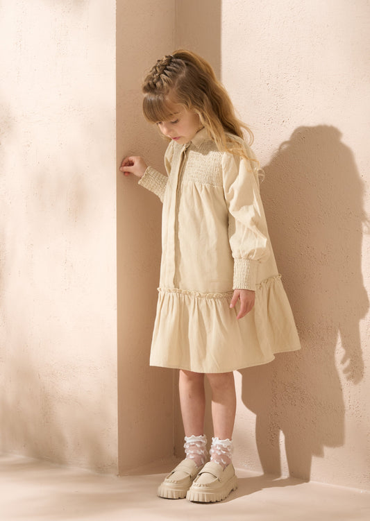 Rafferty Cream Cord Star Collar Dress