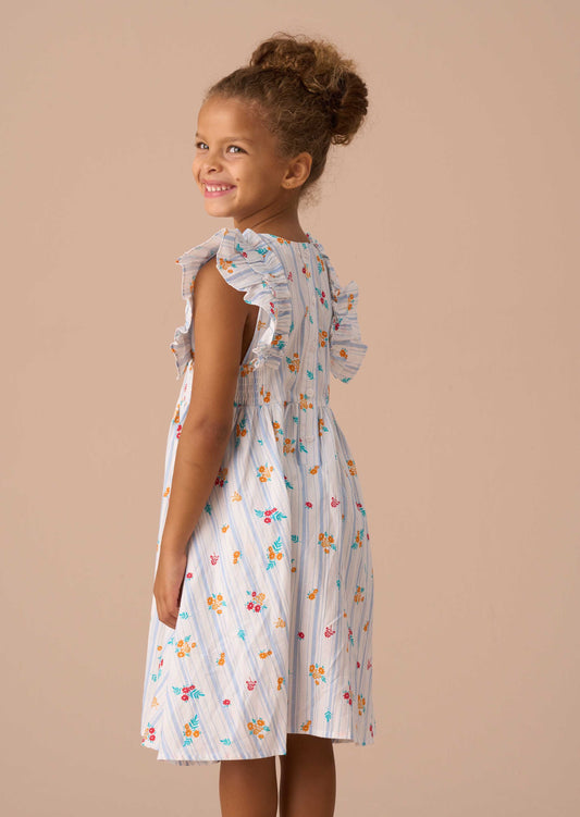 Maxi Girl Blue Shirred Panel Dress