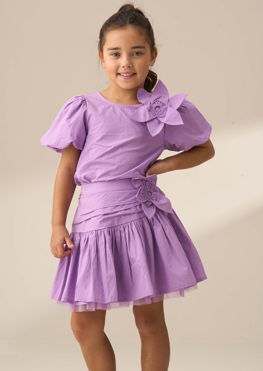 Mini Girl Purple Woven Skirt