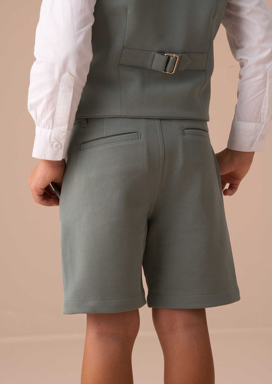 Boys Green Smart Textured Short