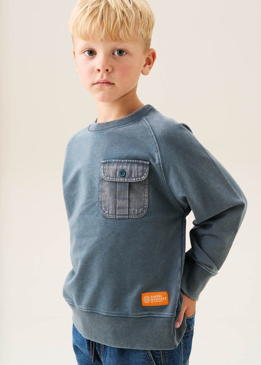 cotton boys utility sweatshirt blue