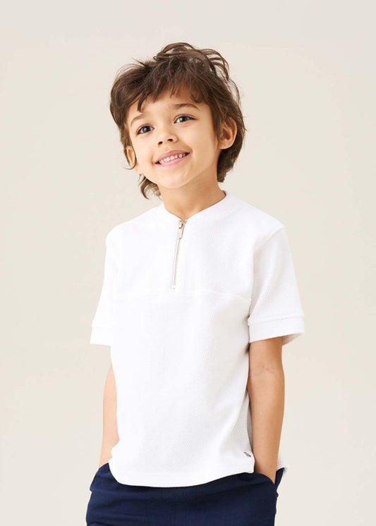 cotton boys collar polo shirt white