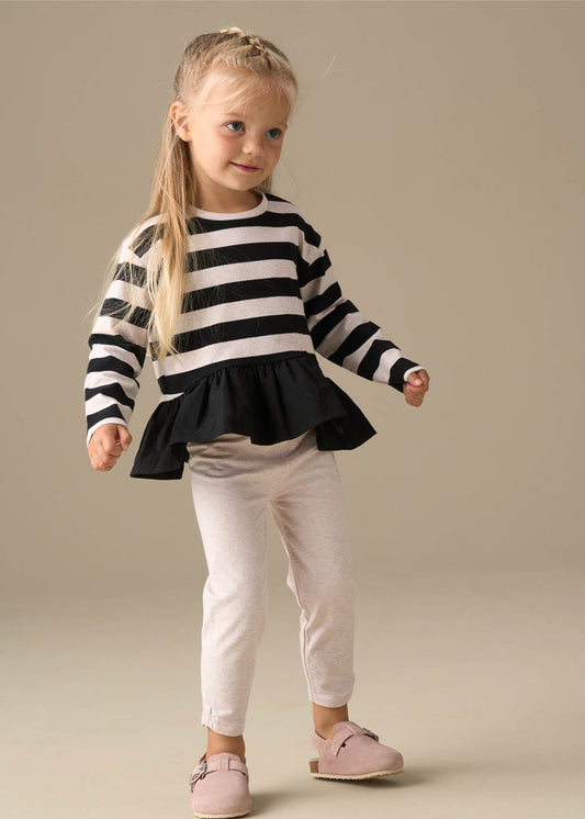 long sleeve girl stripe jersey top and spot legging
