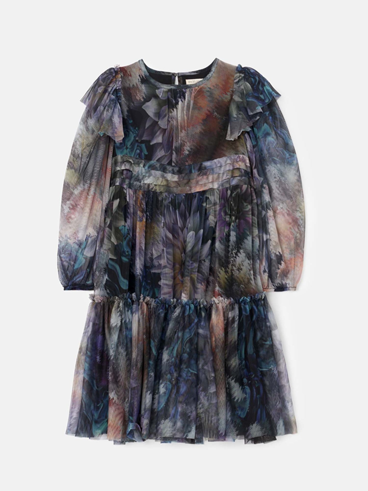 Alessia Blue Floral Print Mesh Dress
