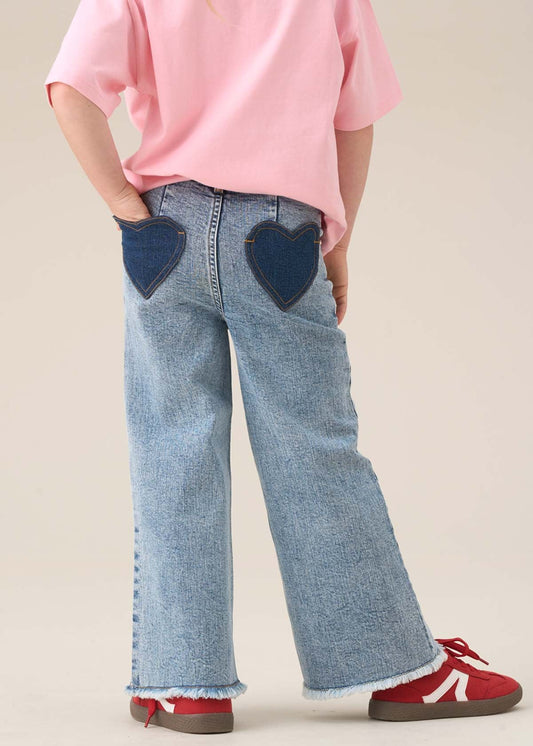 high waist flap pocket wide leg jeans
