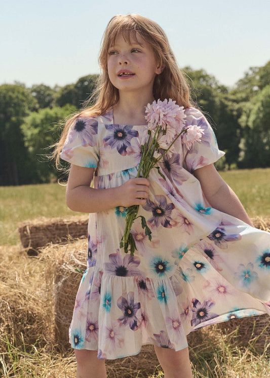 Girls Asymmetric Print Dress