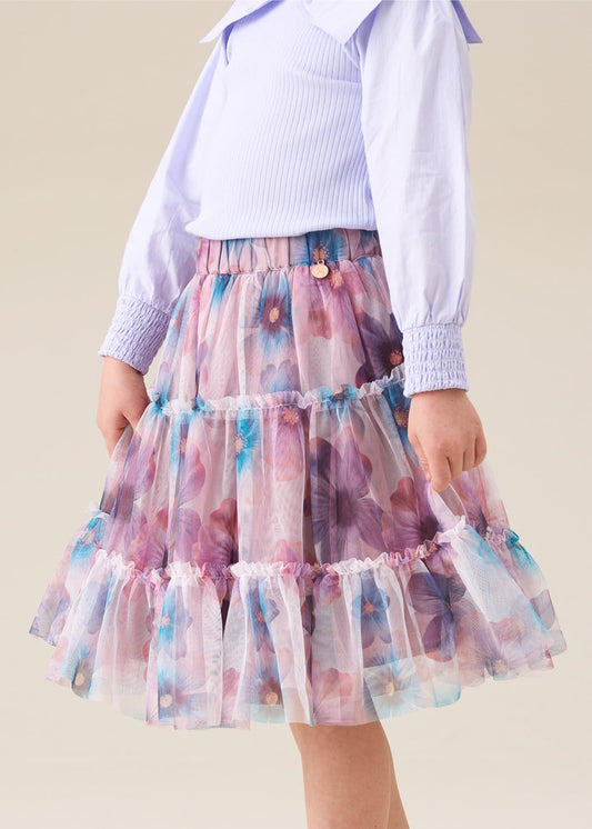 maxi girl printed mesh skirt