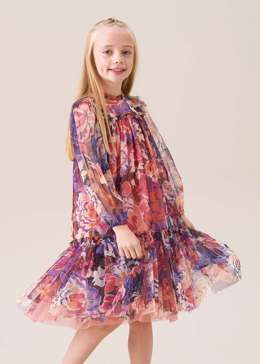 mini girl floral mesh dress