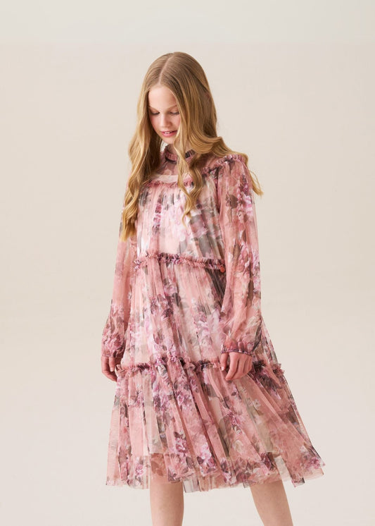 girl Rose Floral Mesh Dress
