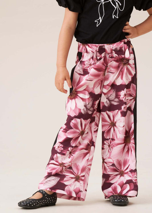Girls Side Stripe Floral Trousers