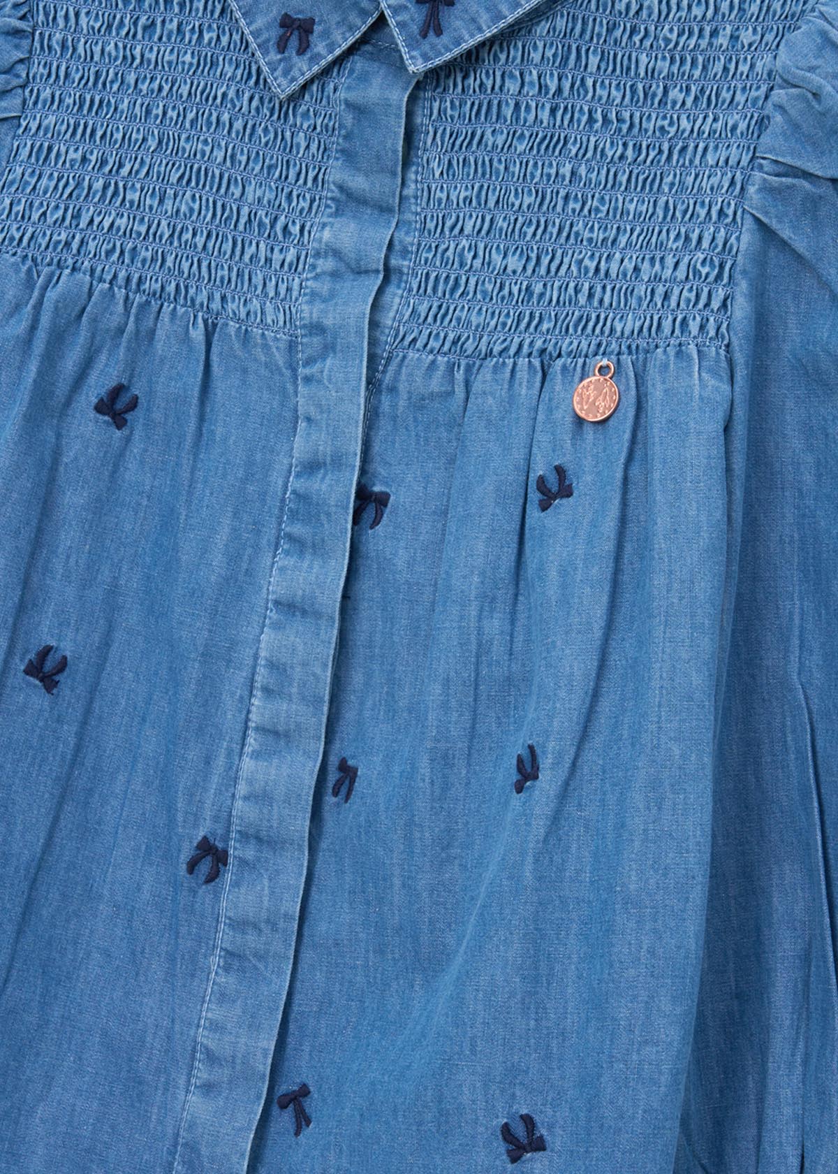 Buy online Girls Embroidered Denim Shirt