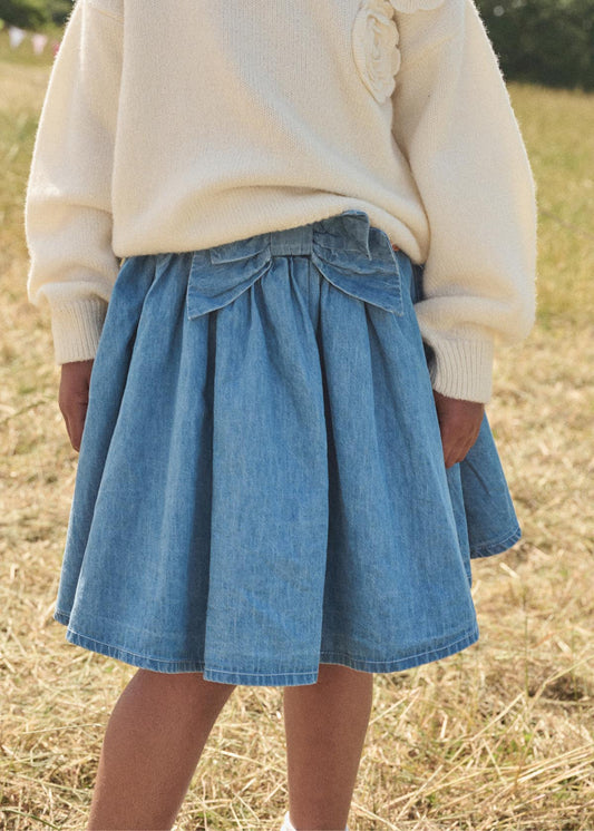 mid length girls denim skirt