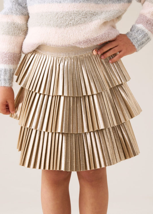Girl Metallic Pleated Rara Skirt