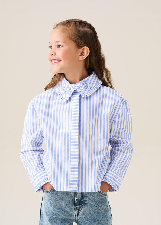 Boys Stripe Corsage Collar Shirt