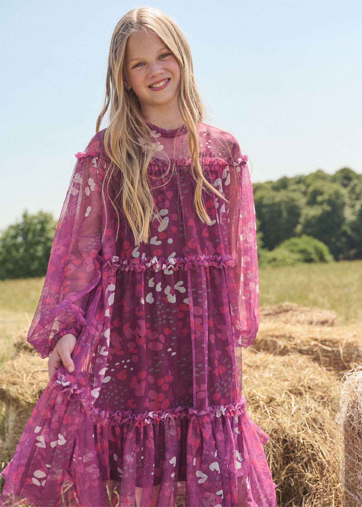 Girl Print Mesh Dress