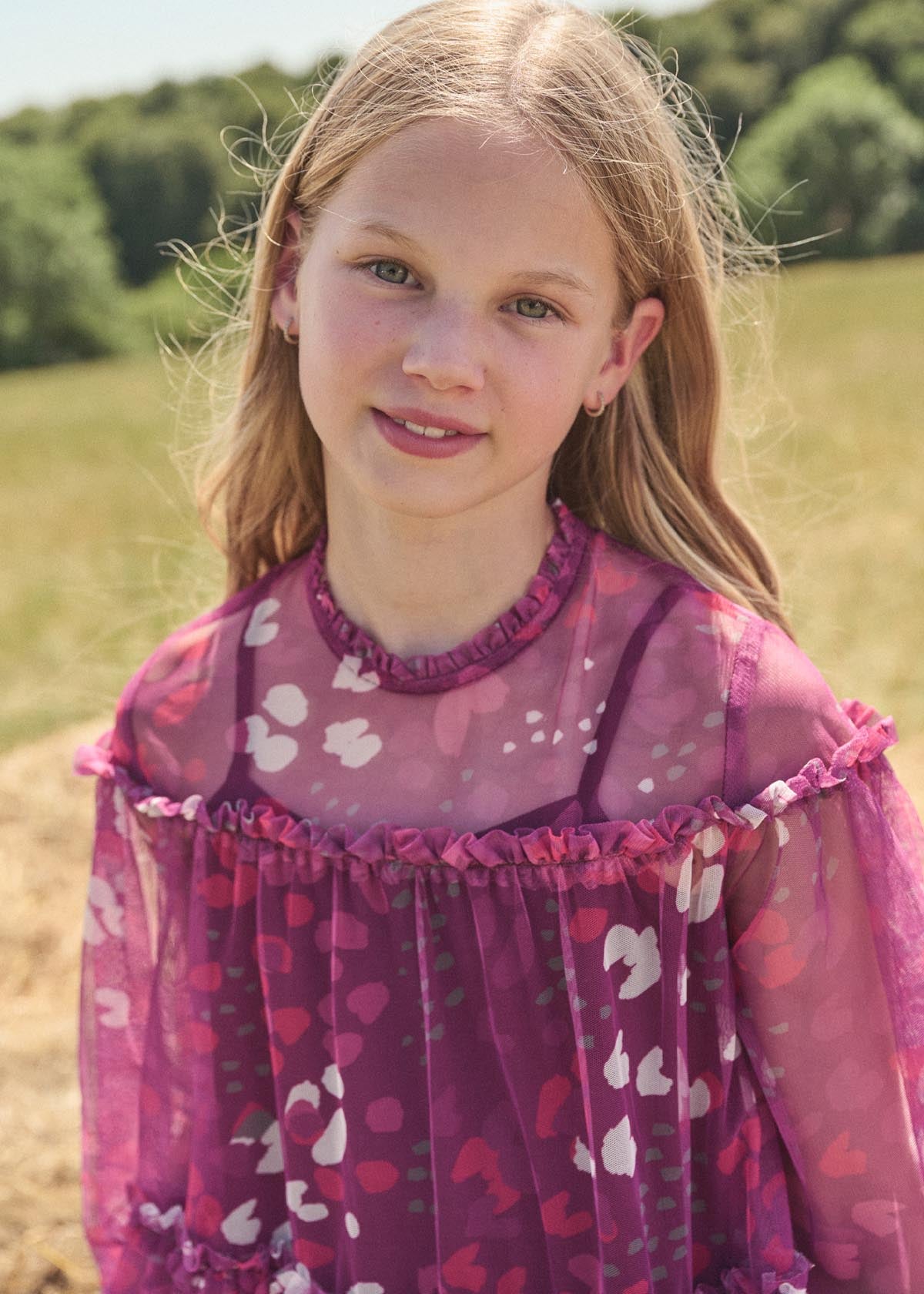 mini girl print mesh dress