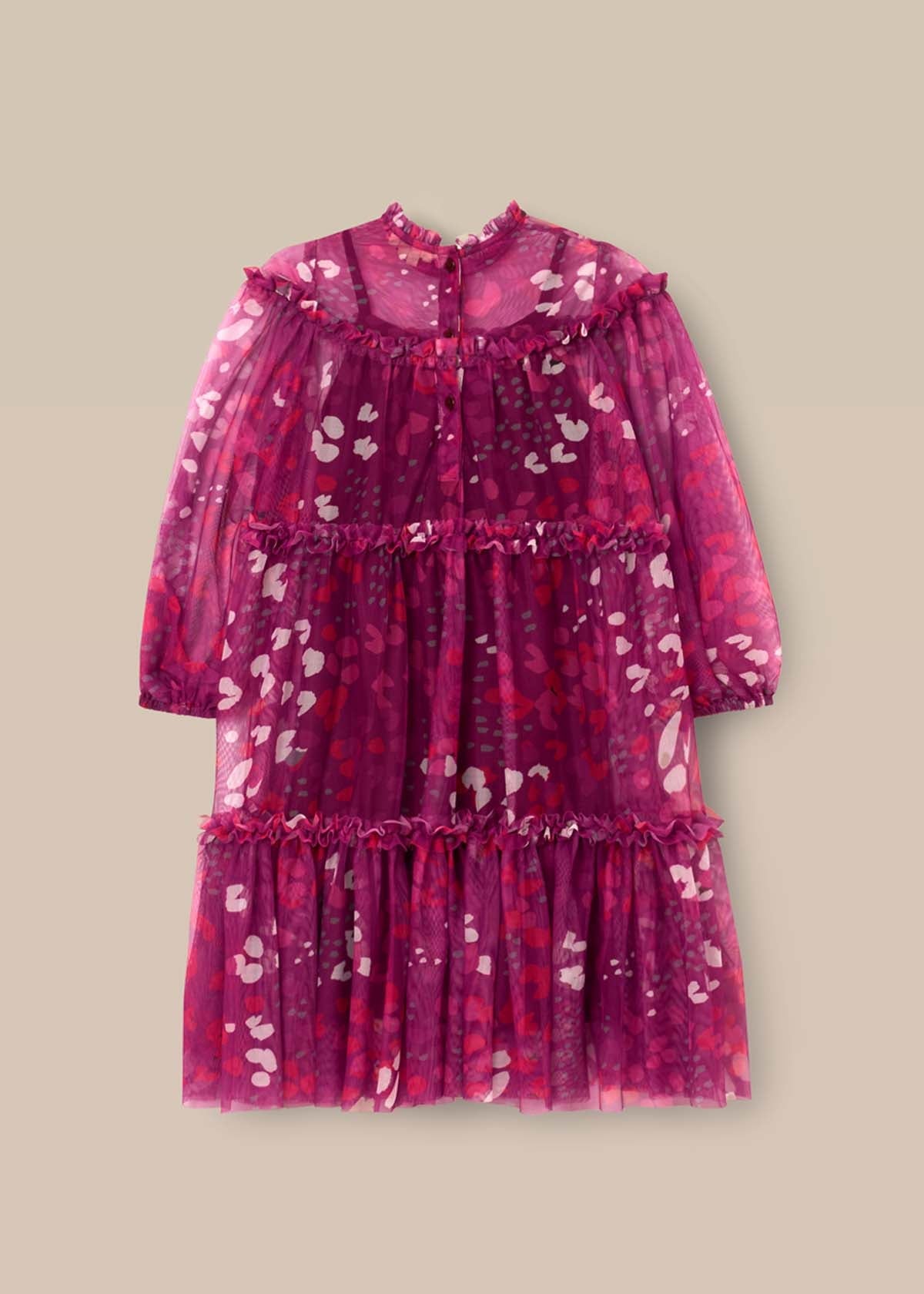 formal & gown girl print mesh dress