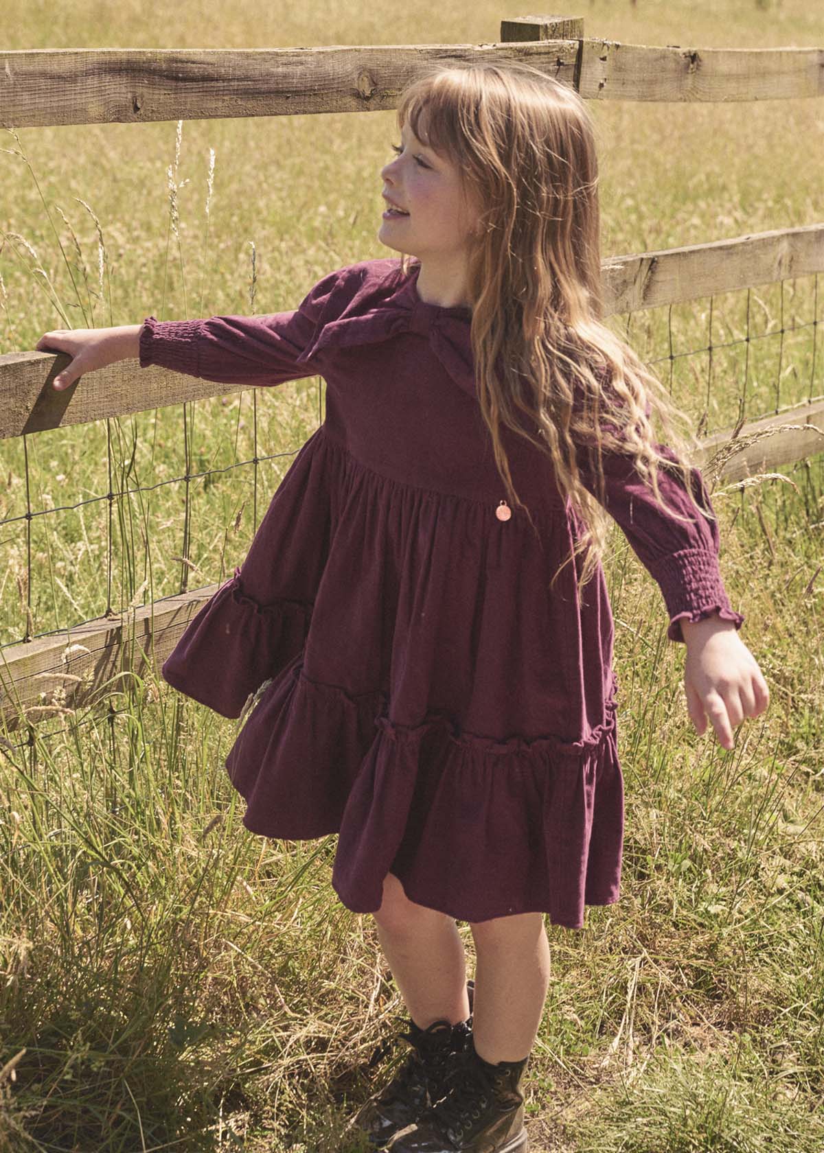Girl Bow Collar Cord Dress