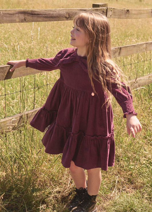 Girl Bow Collar Cord Dress