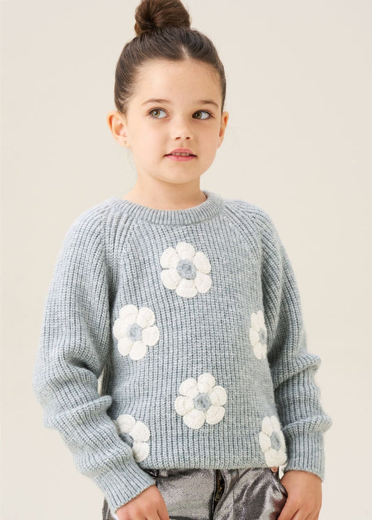 Girl Embellished Flower Jumper