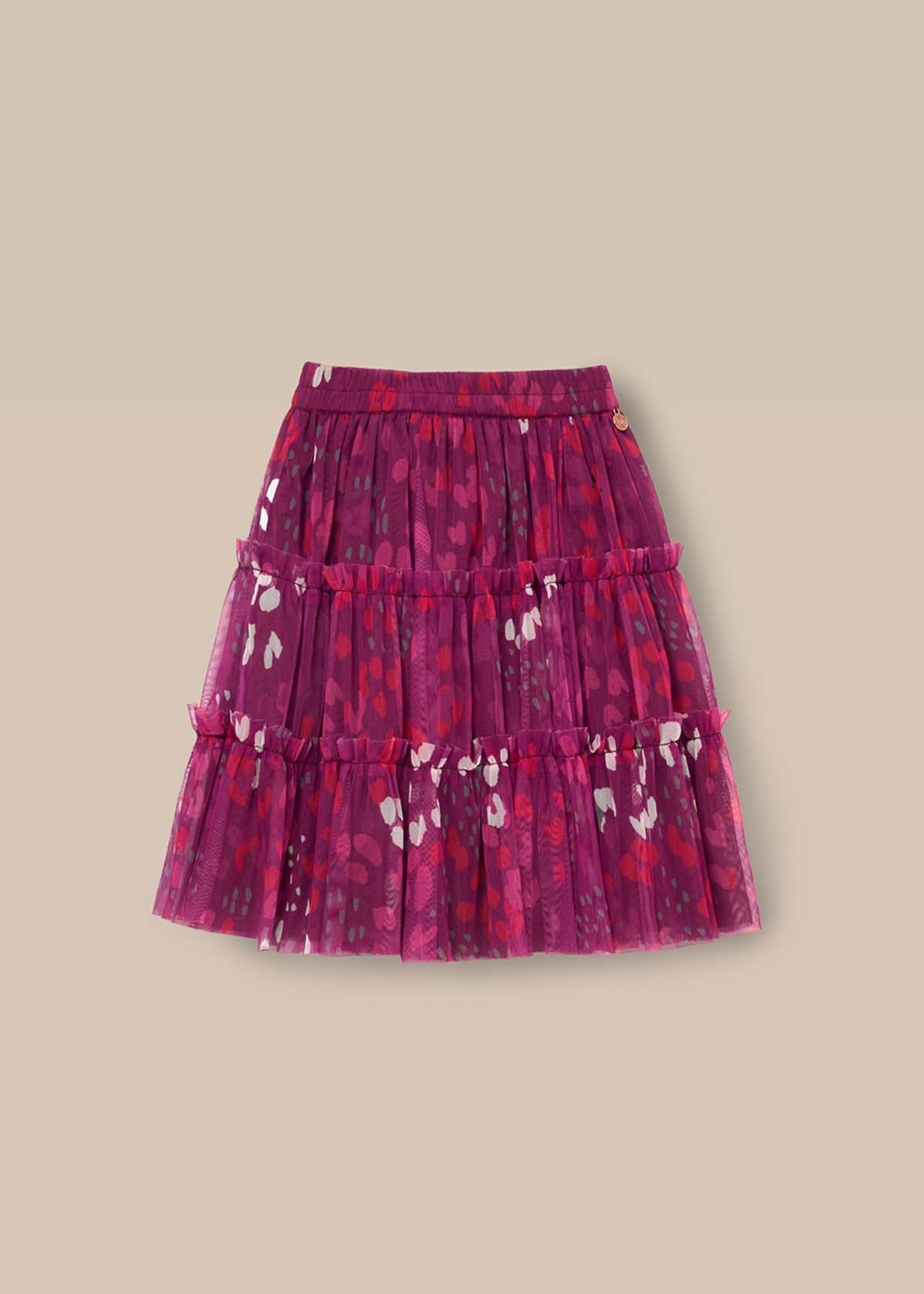 girls pink printed mesh midi skirt knee length