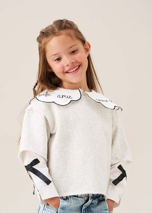 Girl Mock Layered Shirt & Sweatshirt