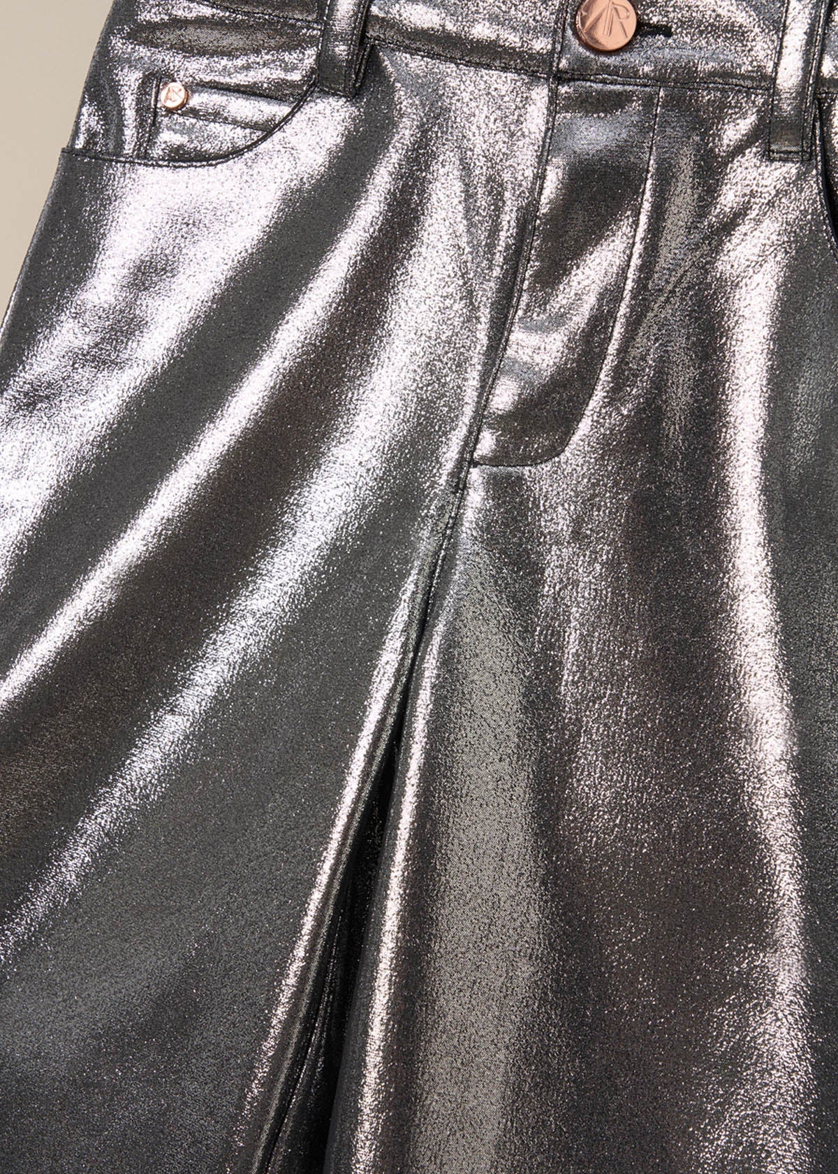 buy girl wide leg metallic jean