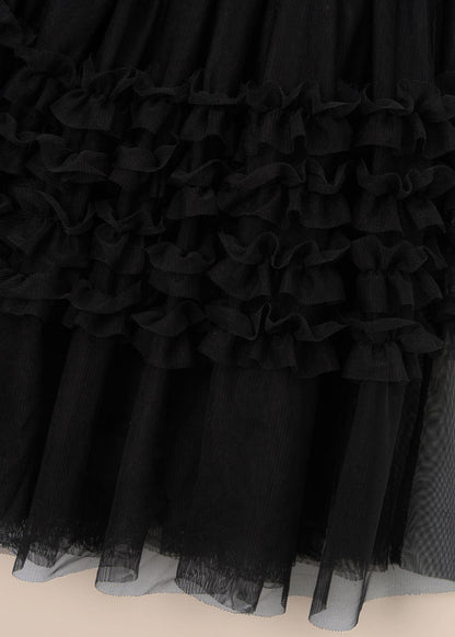 Buy online Girls Black Ruffle Mesh Skirt