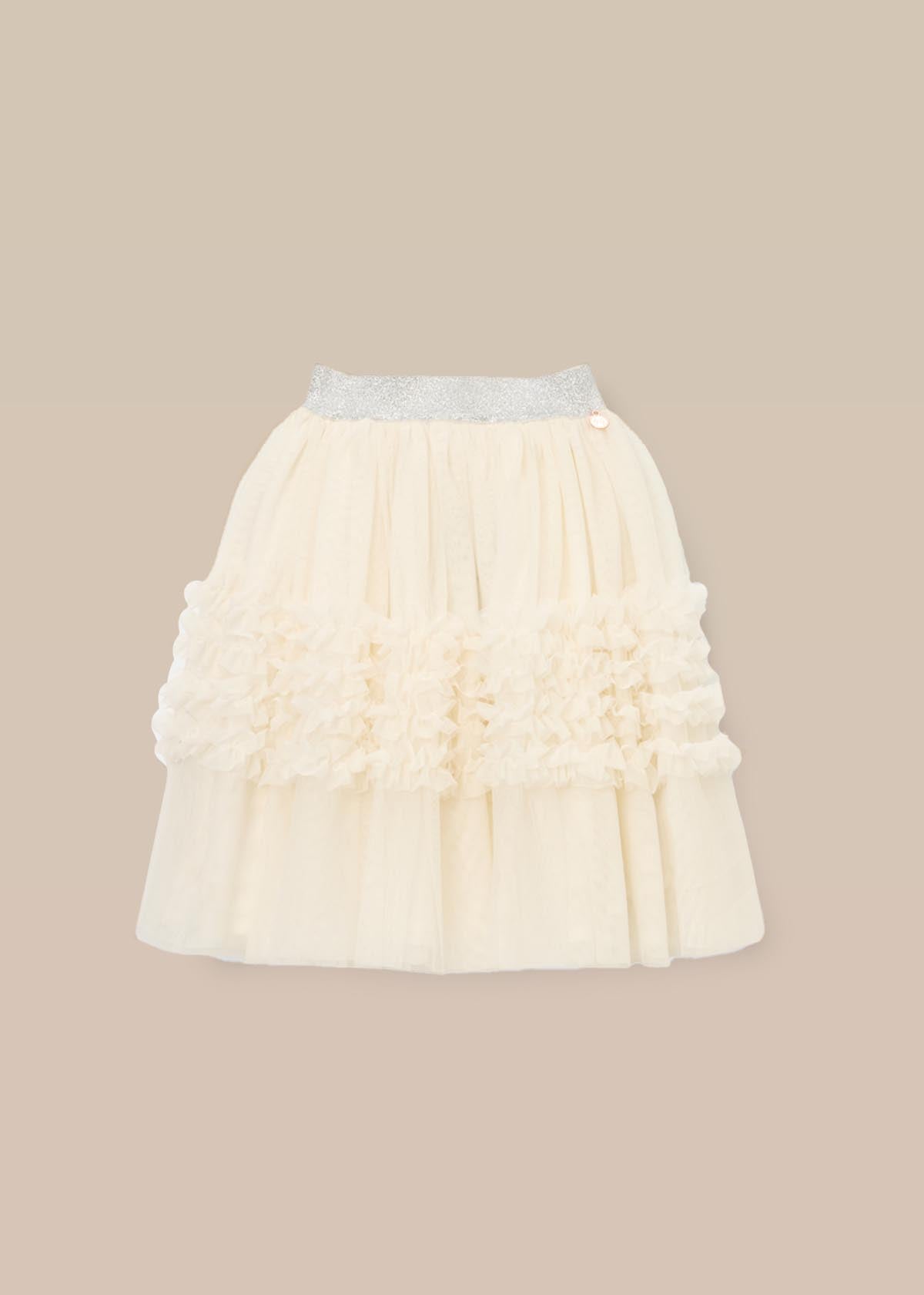 Buy Girls Ivory Ruffle Mesh Skirt