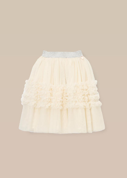 Buy Girls Ivory Ruffle Mesh Skirt