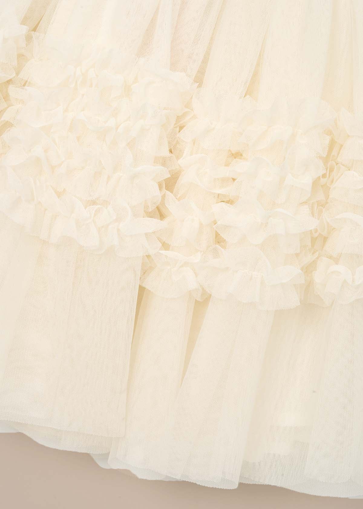 Online Girls Ivory Ruffle Mesh Skirt