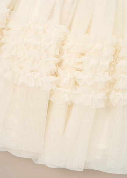 Online Girls Ivory Ruffle Mesh Skirt