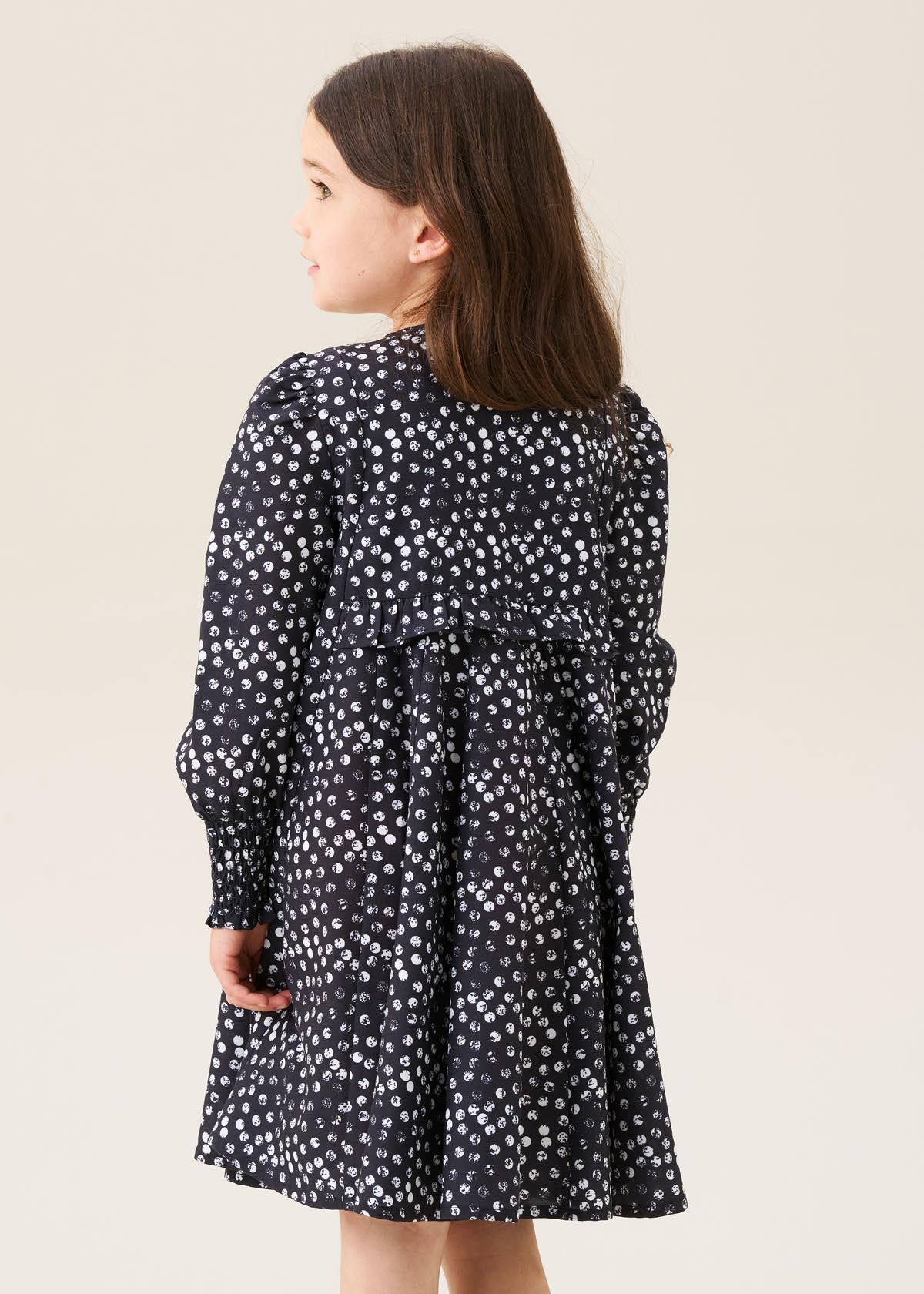 maxi girl godet spot dress