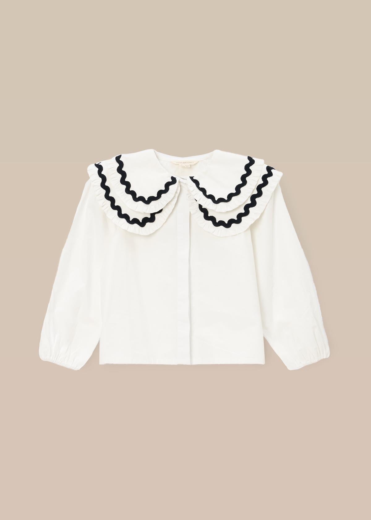 cotton girl double collar blouse