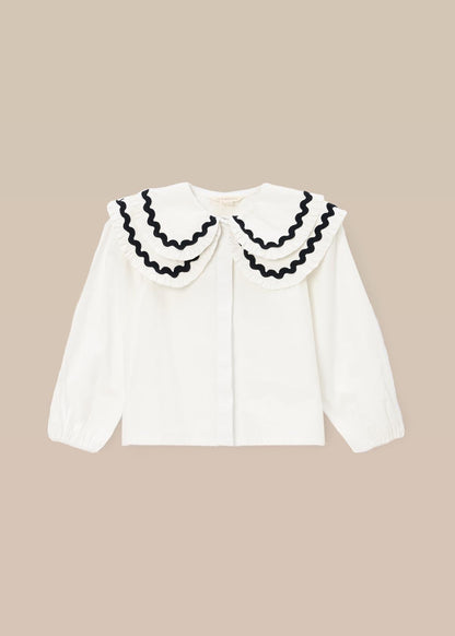 cotton girl double collar blouse