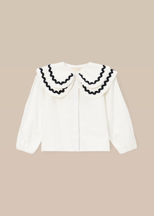 cotton girl double collar blouse