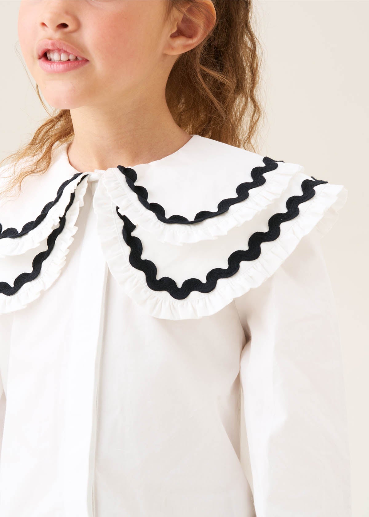 blouse design girl double collar blouse