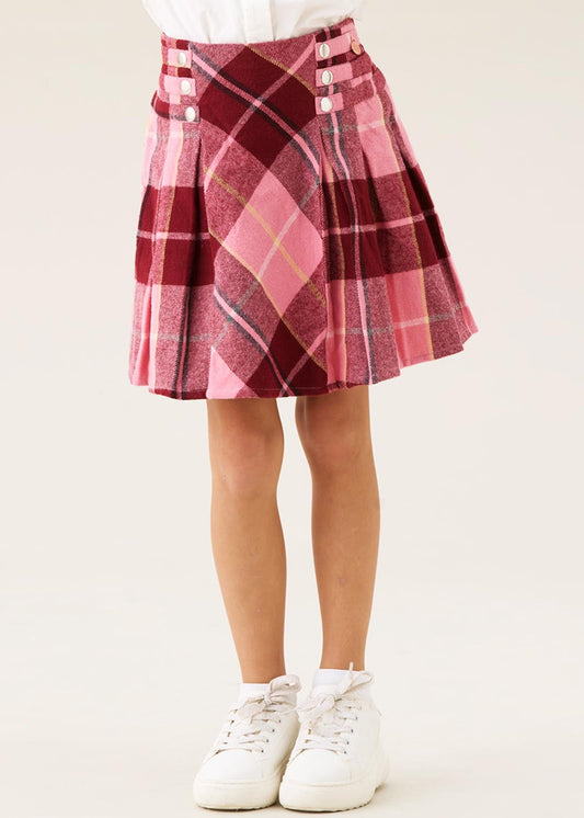 mini girl pleated check skirt