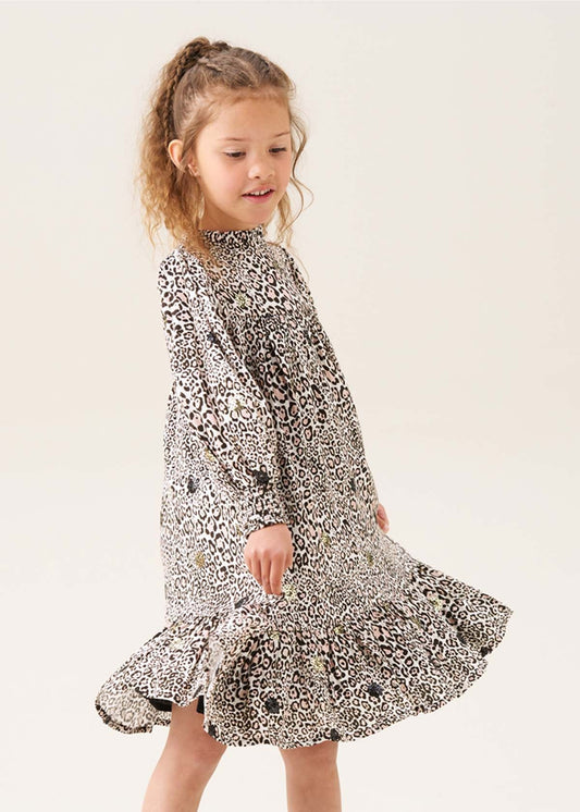 round neck leopard sequin embellished dress