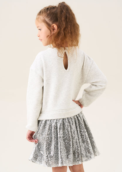 white girl sequin skirt sweat dress