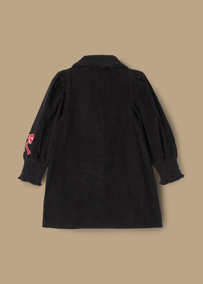 floral girl embroidered cord shirt dress