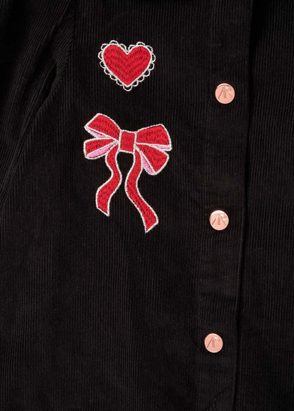 black girl embroidered cord shirt dress